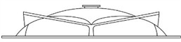 Structural diagrams of the investigated large-span composite shell roofs of unique buildings