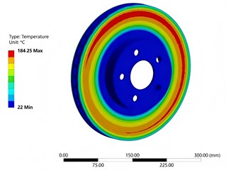 Distribution of brake disc temperature fields at different time instants