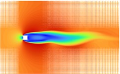 Instantaneous flow fields around a square cylinder at several phases of one stall period