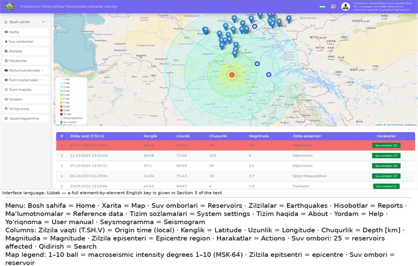 View of the strong earthquake recorded in Afghanistan on November 3, 2025, on the electronic platform
