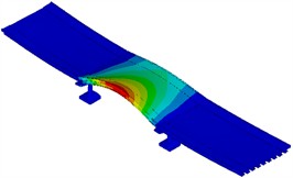 Deformed shapes associated with the vertical bending modes of each span in the Digital Twin of the Spyckstraße Bridge