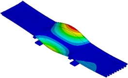 Deformed shapes associated with the torsion around the longitudinal axis modes of each span in the Digital Twin of the Spyckstraße Bridge