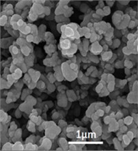 FE-SEM micrographs of a) HAP, b) HAP/Sr, c) HAP/Co, and d) HAP/Ag, showing predominantly spherical nanoparticles with a mesoporous texture; mean particle size decreases from approximately 20-35 nm for pure HAP to 10-25 nm for the doped materials