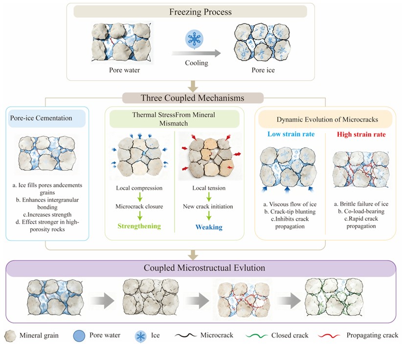 Frozen rock micro-mechanism diagram