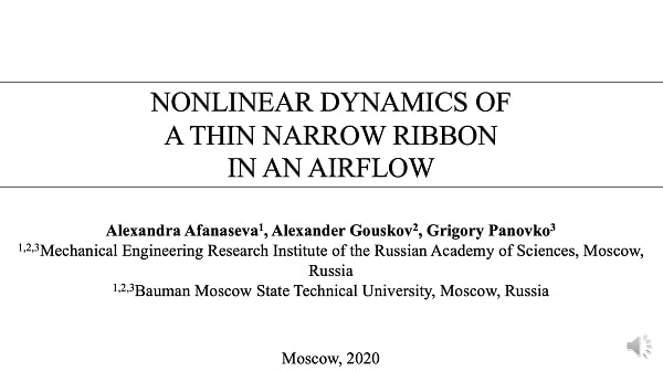 Non linear dynamics of a thin narrow ribbon in an airflow