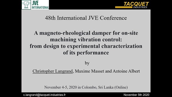 A magneto-rheological damper for on-site machining vibration control: from design to experimental characterization of its performance