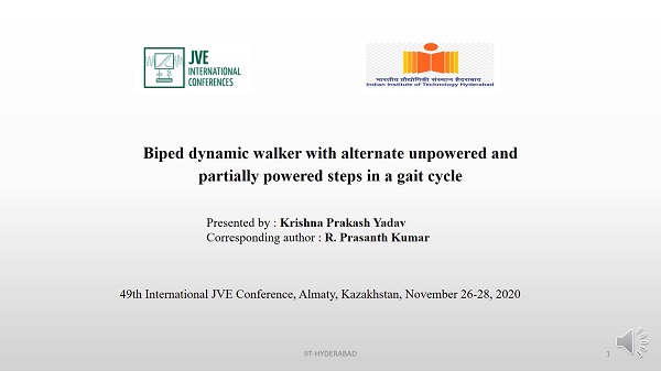 Biped dynamic walker with alternate unpowered and partially powered steps in a gait cycle